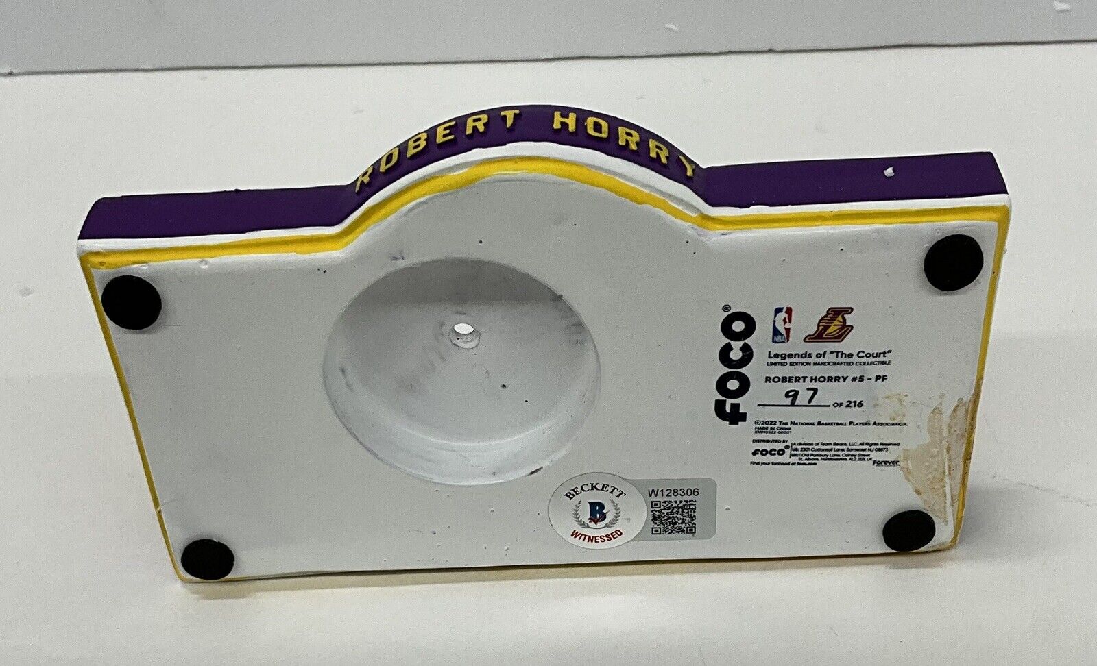 ROBERT HORRY SIGNED LAKERS 3X CHAMPION LIMITED #/216 FOCO BOBBLEHEAD BAS W128306