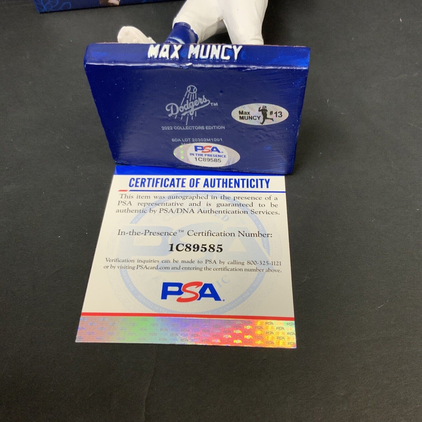 MAX MUNCY DODGERS 2020 WORLD SERIES CHAMPION SIGNED 2022 BOBBLEHEAD PSA 1C89585