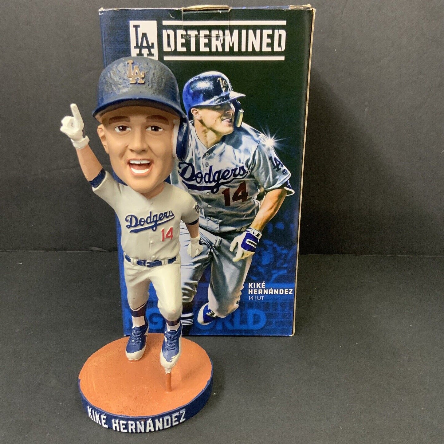 KIKE HERNANDEZ DODGERS 2020 WS CHAMPION SIGNED 2017 BOBBLEHEAD PSA 1C86250