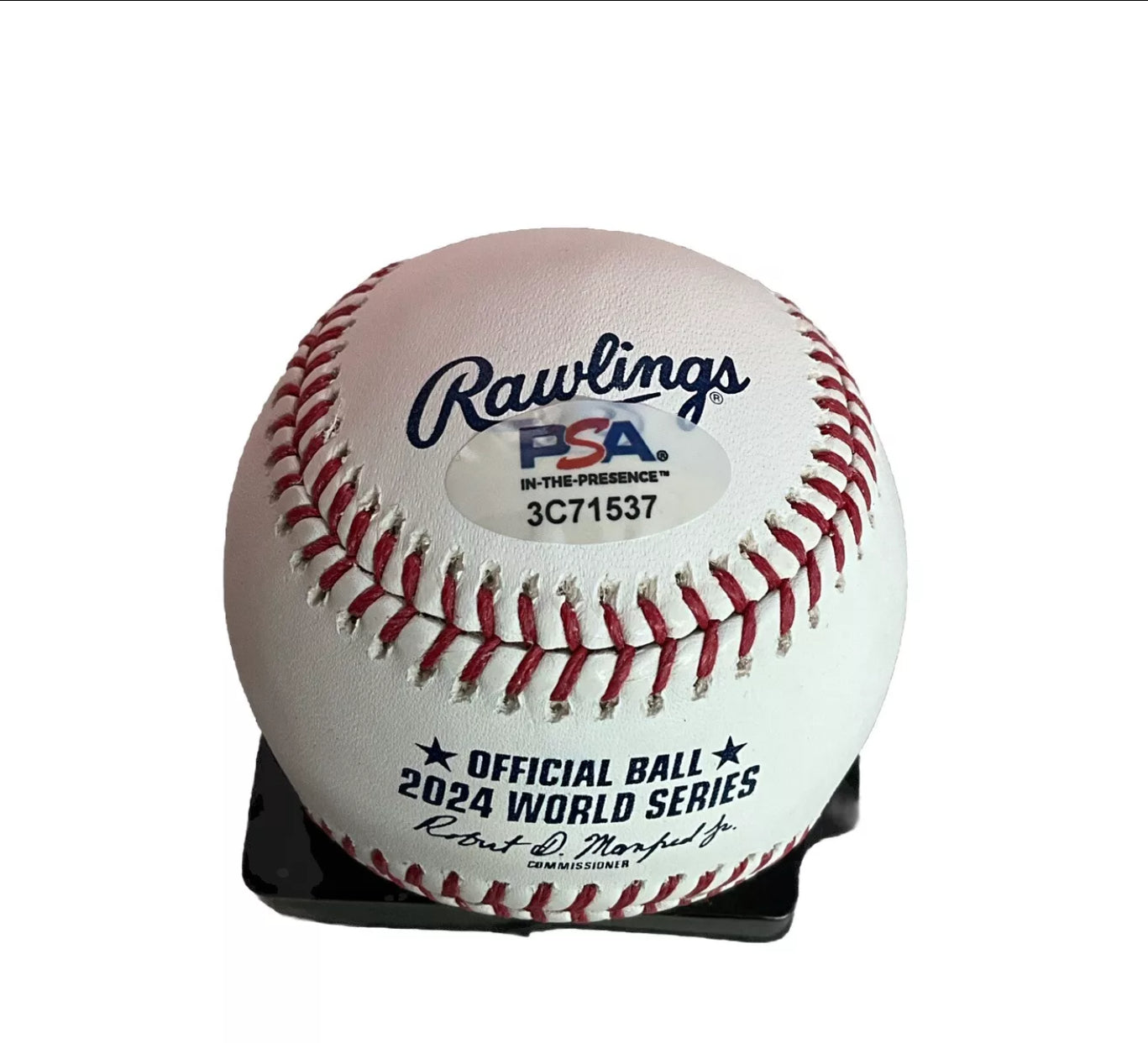 BEN CASPARIUS SIGNED 2024 WORLD SERIES BASEBALL "2024 WS CHAMPS" IN PSA