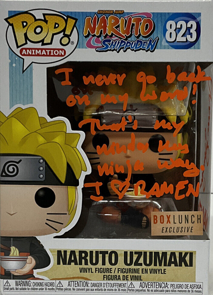 MAILE FLANAGAN SIGNED NARUTO UZUMAKI WITH RAMEN FUNKO POP 823 +QUOTE PSA 2C63695