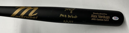 ALEX VERDUGO YANKEES SIGNED MARUCCI MODEL BAT AV61 "MLB DEBUT 9/1/17 PSA RG25228