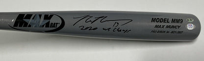 MAX MUNCY DODGERS SIGNED MAXBAT GAME MODEL BAT "2020 WS CHAMPS" INSC PSA 1C01765