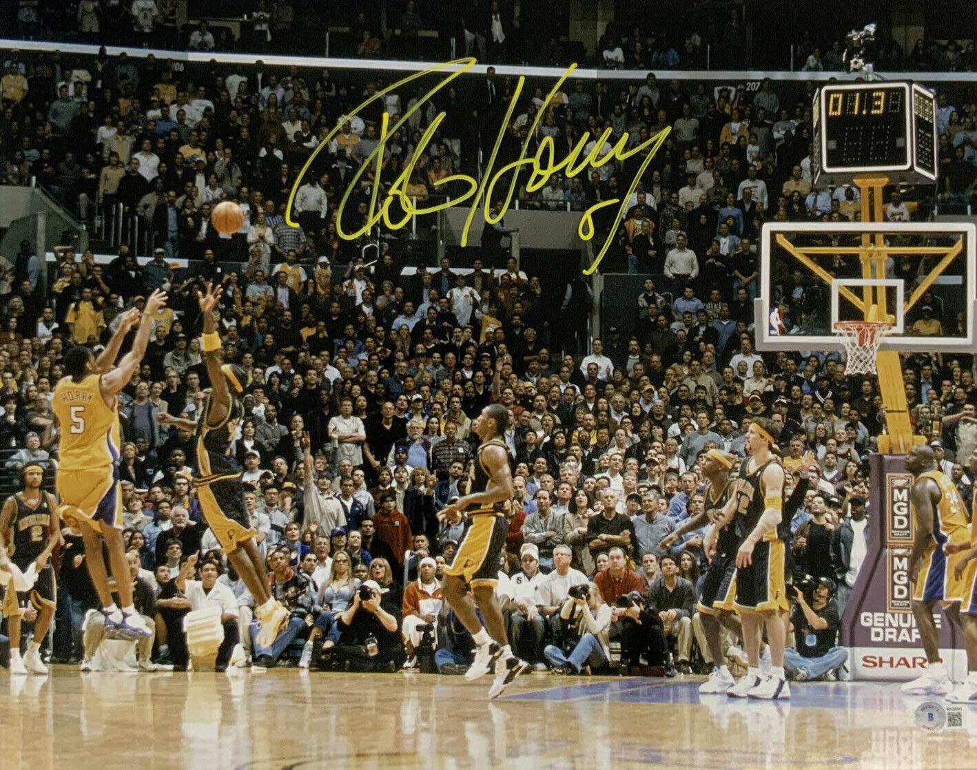 7X NBA CHAMPION ROBERT HORRY LAKERS SIGNED 16X20 PHOTO 1.3 SECONDS SHOT BECKETT