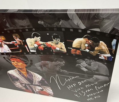 JULIO CESAR CHAVEZ SIGNED 30X40 STRETCHED LE CANVAS MULTIPLE INSCRIP BAS W210364