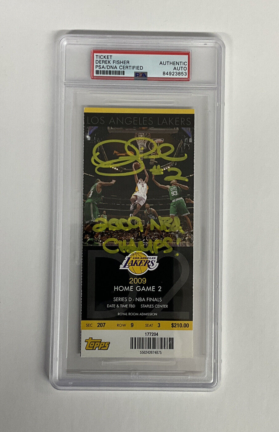 DEREK FISHER SIGNED 2009 NBA FINALS TICKET STUB "2009 NBA CHAMPS" PSA 84923853