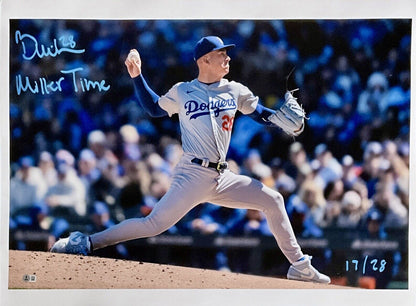 17/28 BOBBY MILLER DODGERS SIGNED 20X30 CANVAS PRINT "MILLER TIME" BECKETT ITP