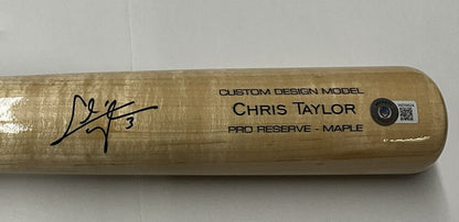 CHRIS TAYLOR DODGERS WS CHAMP SIGNED VICTUS GAME MODEL BLONDE BAT BAS  WZ59524