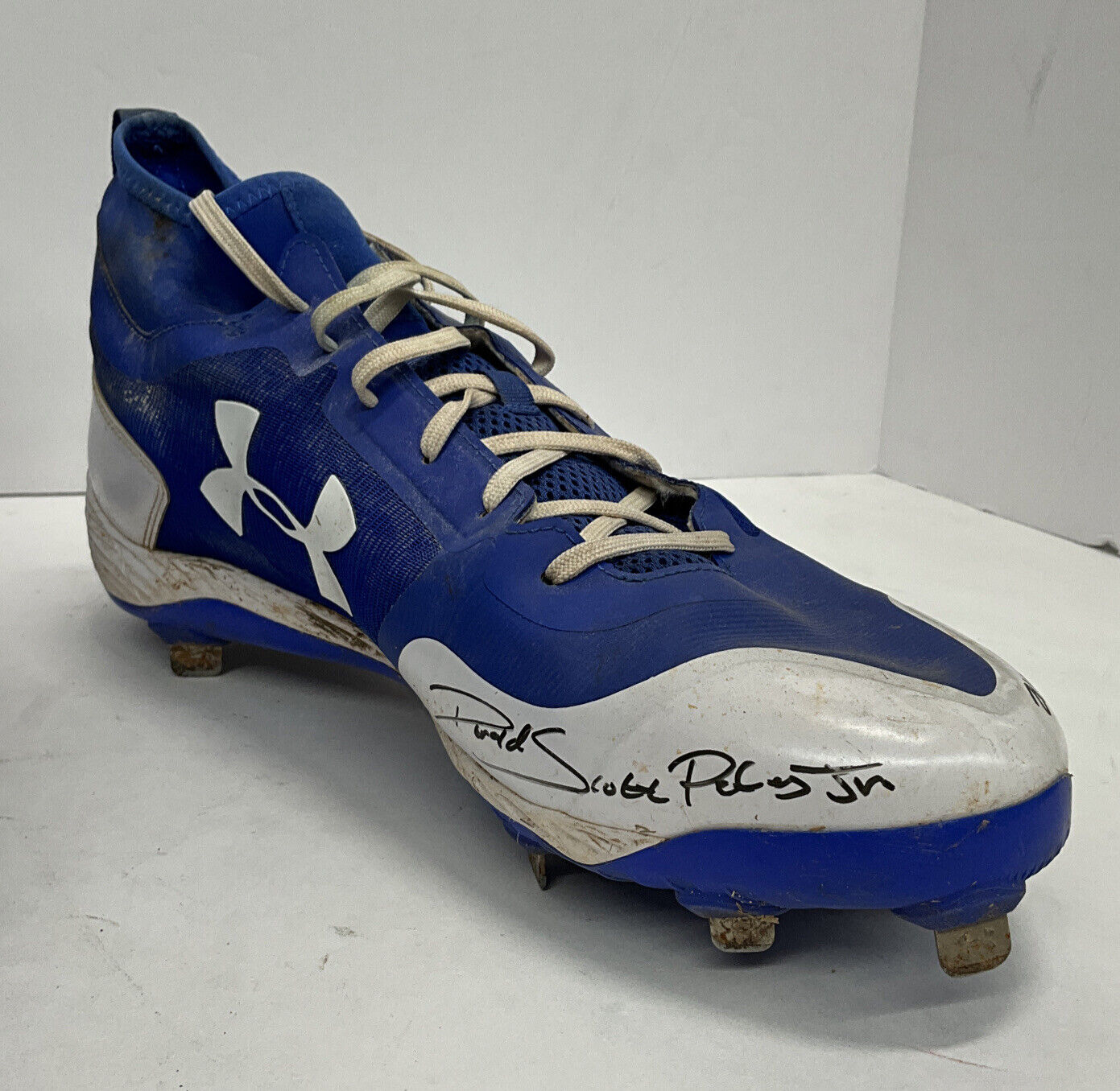 DJ PETERS DODGERS TIGERS FULL NAME SIGNED GAME USED CLEATS PSA 8A57202/ 03