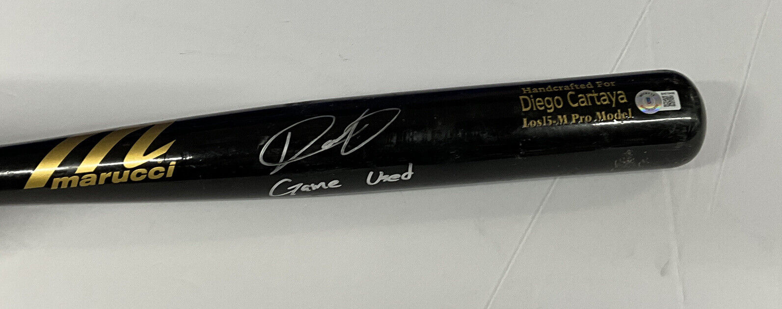 DIEGO CARTAYA DODGERS #1 PROSPECT SIGNED GAME USED MARUCCI BAT BAS BH019498