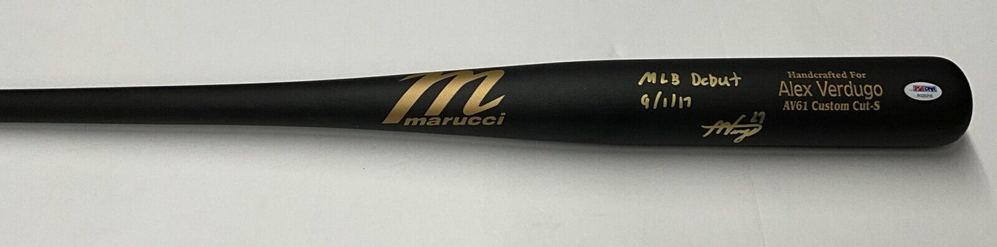 ALEX VERDUGO YANKEES SIGNED MARUCCI MODEL BAT AV61 "MLB DEBUT 9/1/17 PSA RG25216