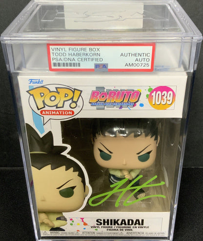 TODD HABERKORN SIGNED BORUTO NARUTO SHIKADAI FUNKO POP #1039 PSA SLABBED AM00725