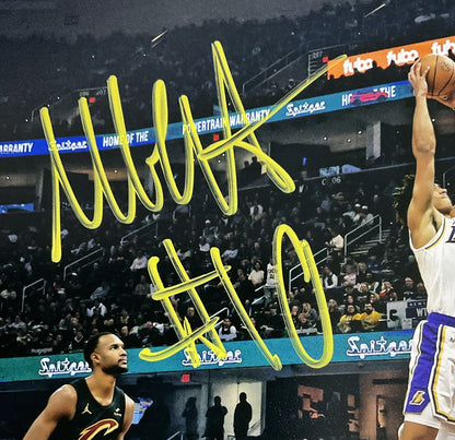 MAX CHRISTIE LOS ANGELES LAKERS SIGNED 8X10 DUNK VS CAVALIERS PHOTO YELLOW PSA