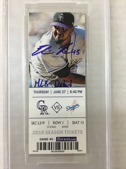 DODGERS EDWIN RIOS SIGNED MLB DEBUT 06-27-19 TICKET STUB PSA/DNA SLABBED 4180267