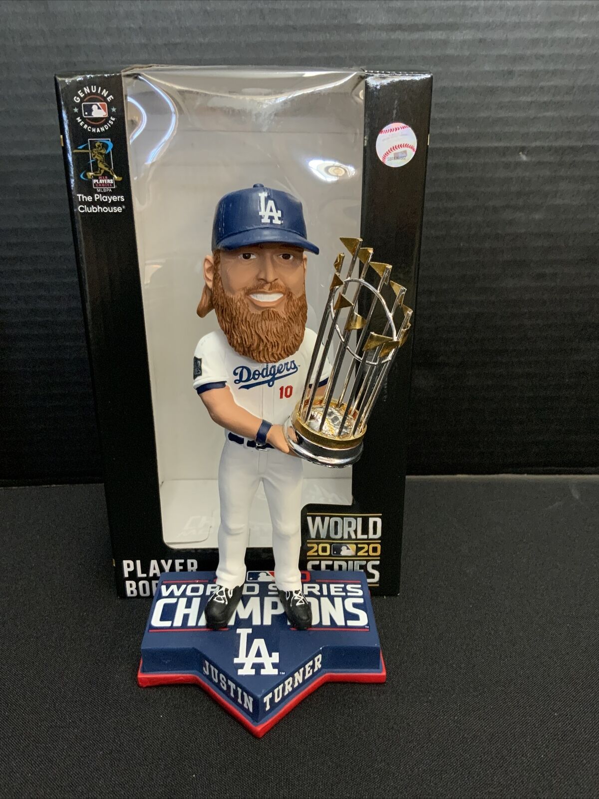 JUSTIN TURNER DODGERS SIGNED FOCO 2020 WS CHAMPIONSHIP BOBBLEHEAD PSA 9A70524