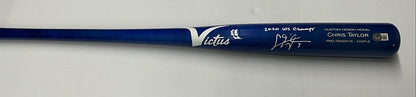 CHRIS TAYLOR DODGERS SIGNED VICTUS MODEL BLUE BAT "2020 WS CHAMPS" BAS WZ59550