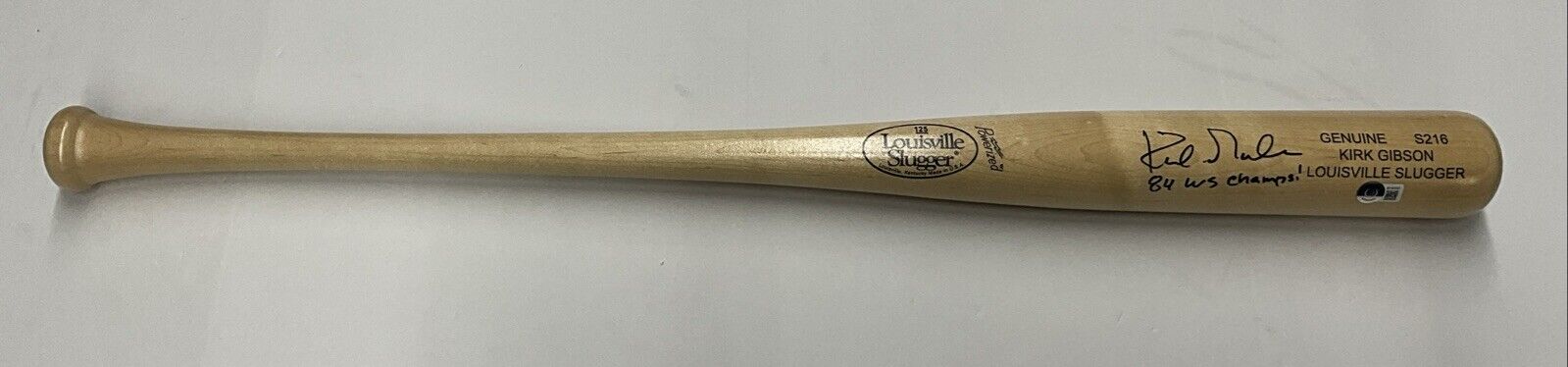 KIRK GIBSON TIGERS SIGNED LOUISVILLE SLUGGER MODEL BAT 84 WS CHAMPS" BAS W140597