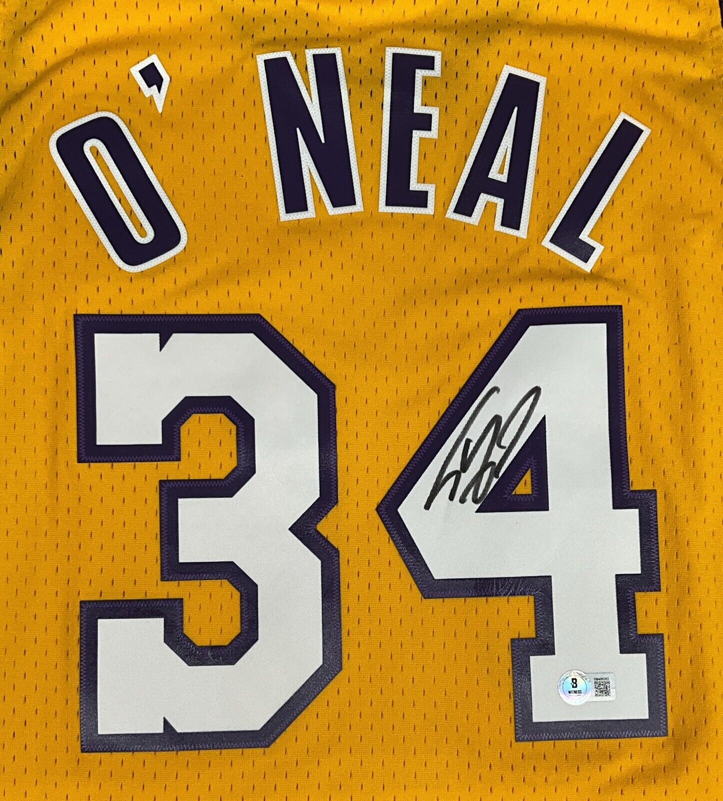 SHAQUILLE O'NEAL SIGNED LOS ANGELES LAKERS MITCHELL & NESS JERSEY BAS 1W489283