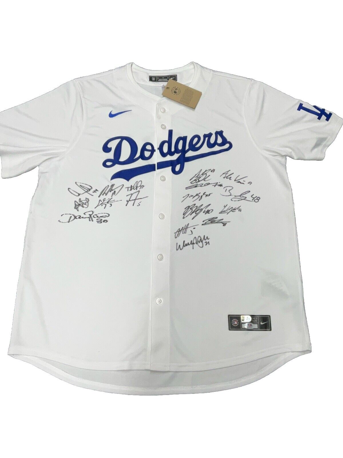 2024 WORLD SERIES CHAMPS DODGERS SIGNED NIKE JERSEY 17 AUTOS FREEMAN TEO PSA 117