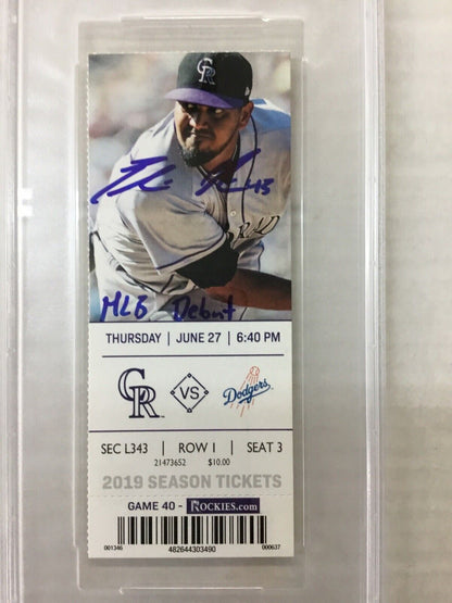 DODGERS EDWIN RIOS SIGNED MLB DEBUT 06-27-19 TICKET STUB PSA/DNA SLABBED 4180265