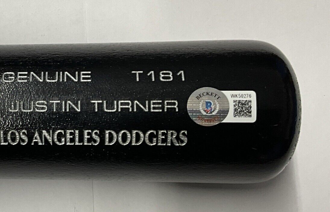 10/10 S JUSTIN TURNER DODGERS SIGNED LOUISVILLE SLUGGER BAT "2020 WS CHAMPS" BAS