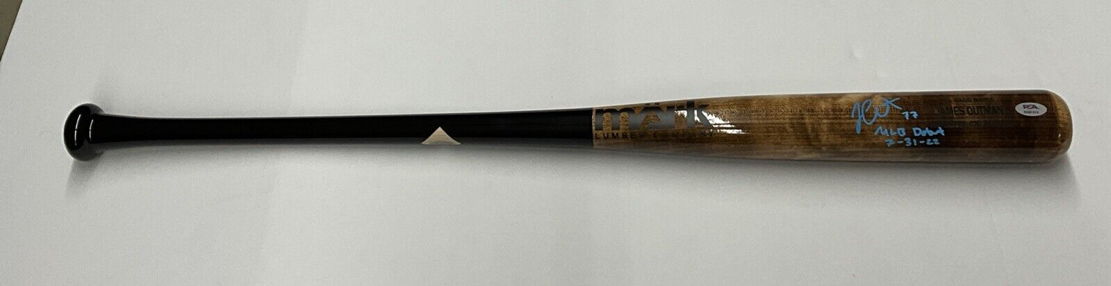 JAMES OUTMAN DODGERS SIGNED MARK LUMBER MODEL BAT "MLB DEBUT 7-31-22 PSA RG51315