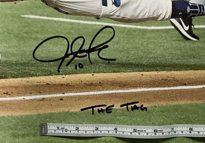 JUSTIN TURNER DODGERS SIGNED 18X22 2020 NLCS CANVAS "THE TAG" INSC BAS WK50220