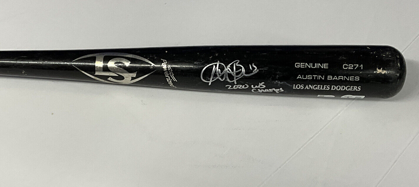 AUSTIN BARNES DODGERS SIGNED "TEAM ISSUED" LOUISVILLE SLUGGER BAT BAS WX95754