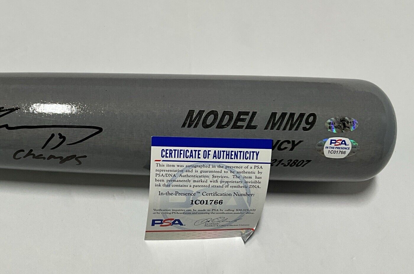 MAX MUNCY DODGERS SIGNED MAXBAT GAME MODEL BAT "2020 WS CHAMPS" INSC PSA 1C01766