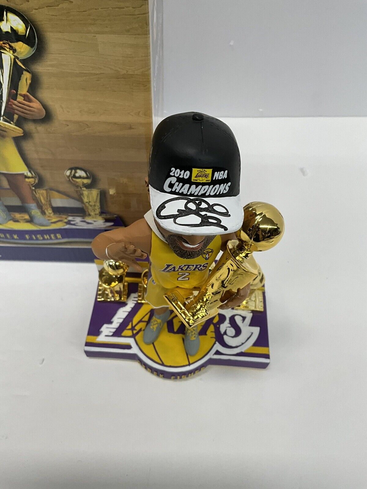 DEREK FISHER SIGNED LAKERS LIMITED FOCO BOBBLEHEAD "5X NBA CHAMP" PSA 1C61459