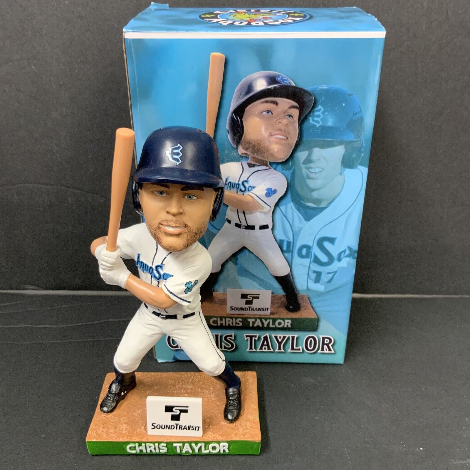 CHRIS TAYLOR DODGERS SIGNED EVERETT AQUASOX MINOR LEAGUE BOBBLEHEAD PSA 1C08007