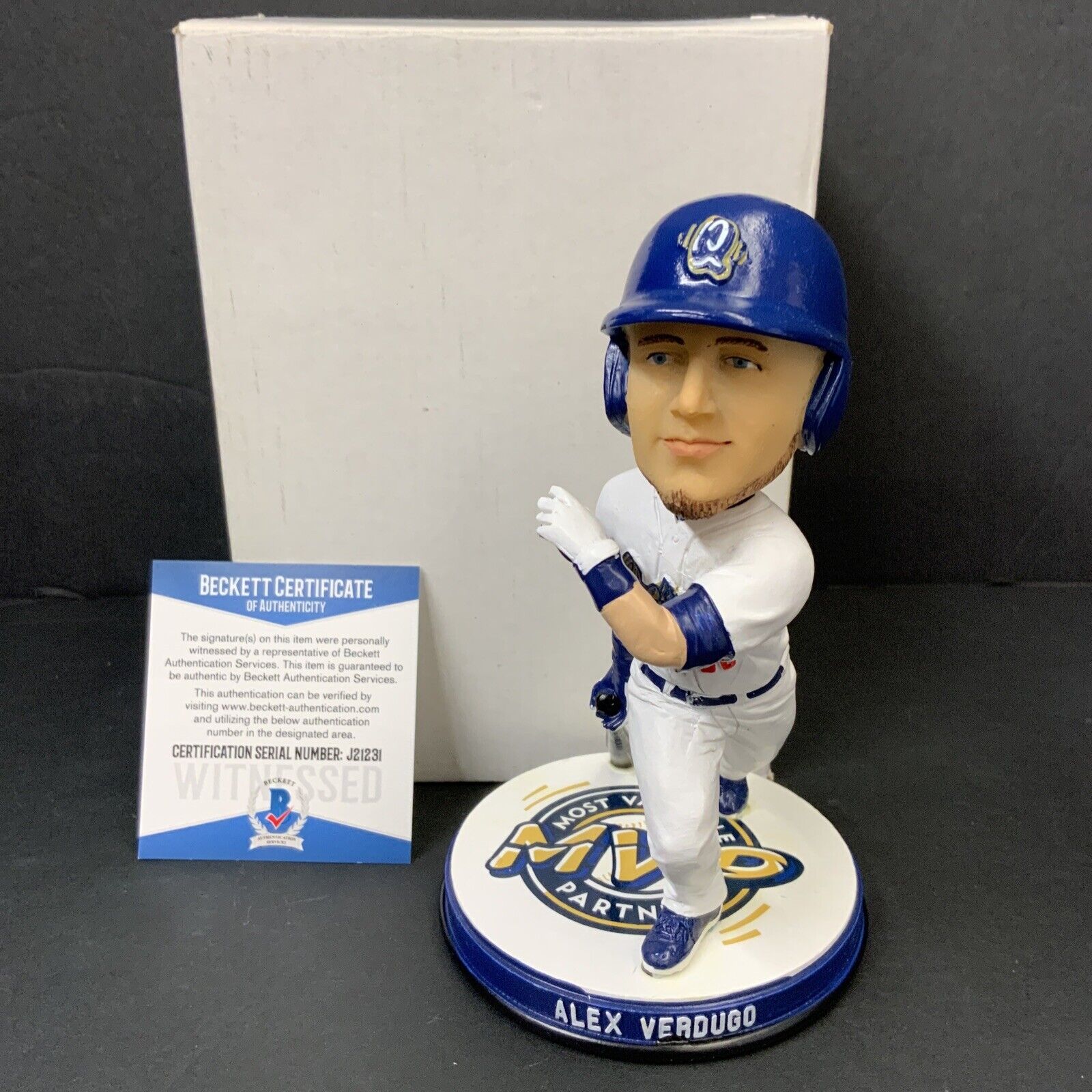 ALEX VERDUGO DODGERS RED SOX SIGNED MVP CUCAMONGA QUAKES BOBBEHEAD BAS J21231