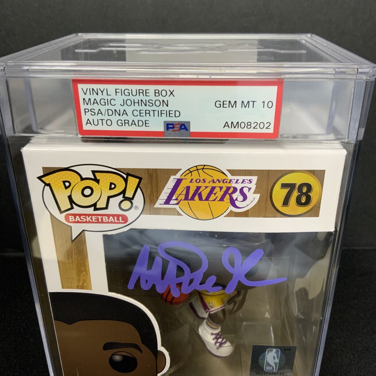 MAGIC JOHNSON SIGNED LAKERS #178 FUNKO POP PSA AM08202 SLABBED GEM MT 10 AUTO