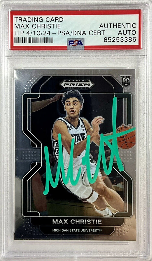 LAKERS MAX CHRISTIE SIGNED MICHIGAN STATE PANINI PRIZM 90 RC PSA ITP 85253386