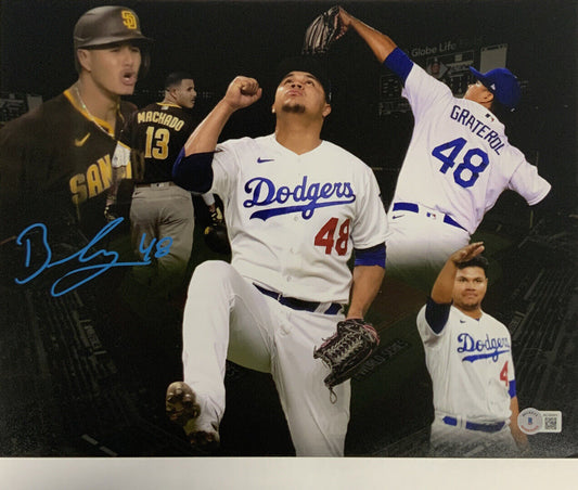 BRUSDAR GRATEROL DODGERS SIGNED 11X14 WITH MANNY MACHADO PHOTO EDIT PSA