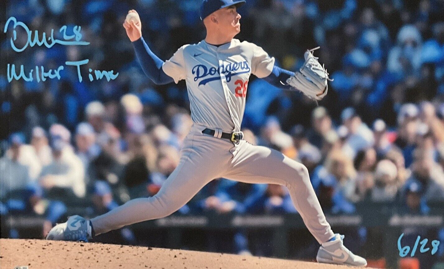 6/28 BOBBY MILLER DODGERS SIGNED 20X30 CANVAS PRINT "MILLER TIME" BECKETT ITP