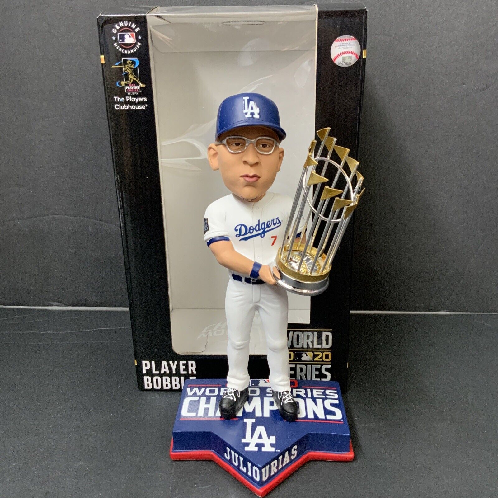 JULIO URIAS DODGERS SIGNED 2020 WORLD SERIES CHAMPIONSHIP BOBBLEHEAD BAS WZ59938