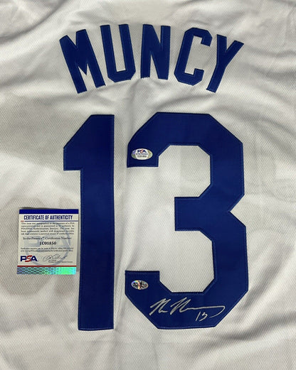 MAX MUNCY DODGERS SIGNED 2020 WORLD SERIES JERSEY PSA 1C01850