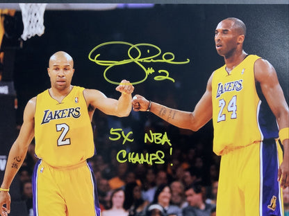 DEREK FISHER SIGNED 11X14 PHOTO WITH KOBE BRYANT "5X NBA CHAMPS" INSC PSA ITP