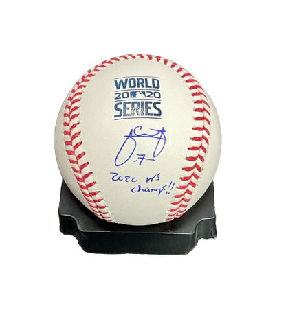 JULIO URIAS DODGERS SIGNED 2020 WORLD SERIES BASEBALL "2020 WS CHAMPS" BAS ITP