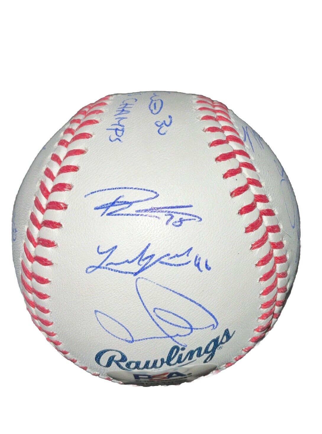 DODGERS SIGNED 2024 WORLD SERIES BALL 17 AUTOS FREEMAN TEO MUNCY BUEHLER PSA 057