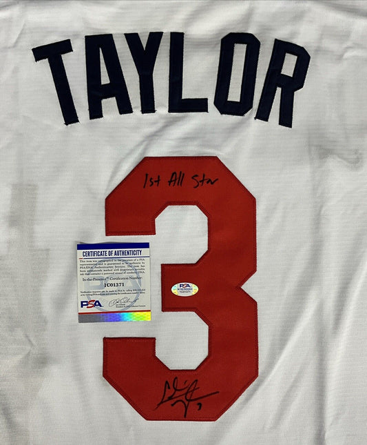 CHRIS TAYLOR DODGERS SIGNED 2021 ALL STAR GAME JERSEY "1ST ALL STAR" PSA 1C01371