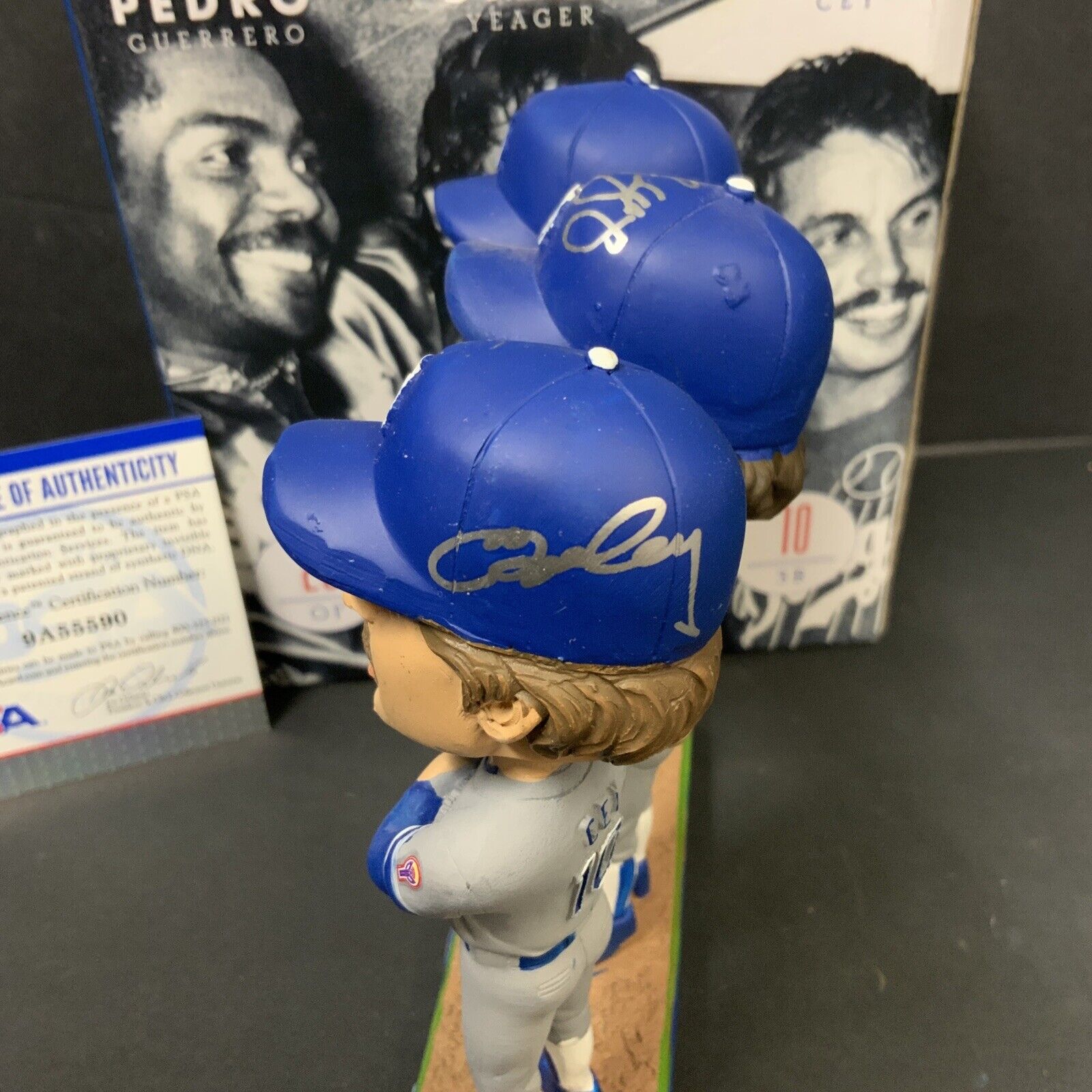 1981 WS TRI-MVP SIGNED DODGERS BOBBLEHEAD CEY, GUERRERO, YEAGER PSA 9A55590