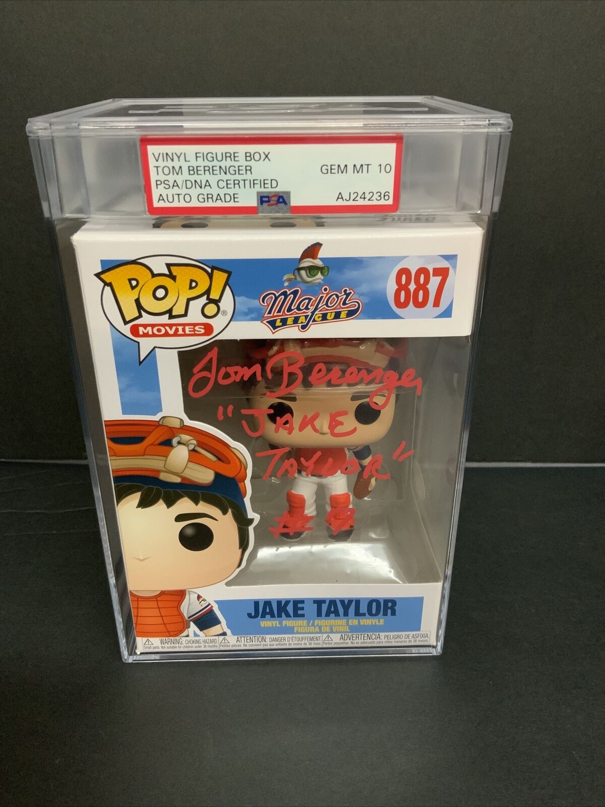 TOM BERENGER SIGNED "JAKE TAYLOR" FUNKO POP SLABBED GEM MT 10 PSA AJ24236