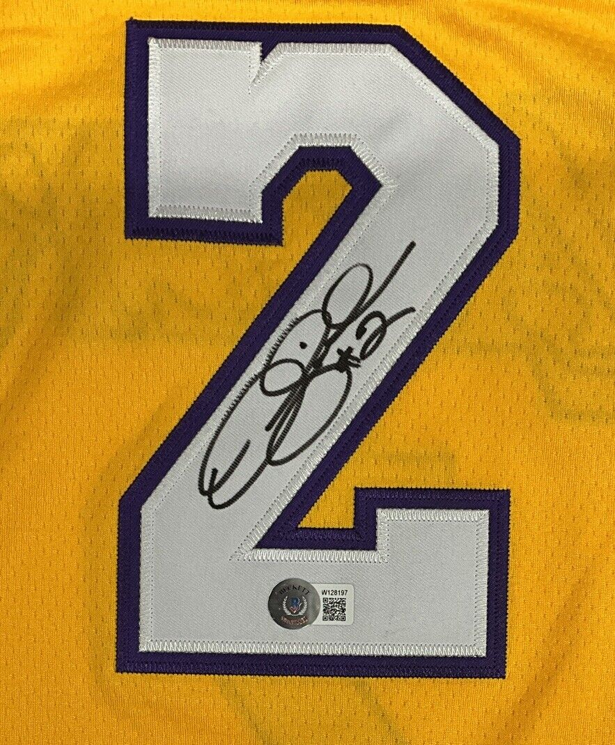 DEREK FISHER LOS ANGELES LAKERS 5X NBA CHAMP SIGNED HOME JERSEY BECKETT W128197