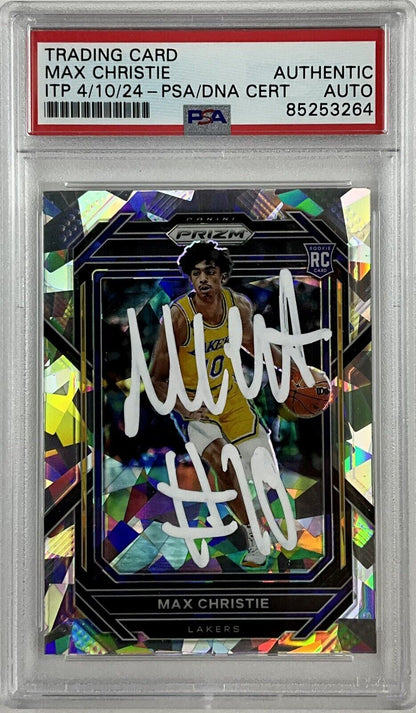 MAX CHRISTIE SIGNED LAKERS CRACKED ICE PANINI PRIZM 270 RC PSA ITP 85253264