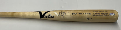 2/20 CHRIS TAYLOR DODGERS SIGNED VICTUS GAME MODEL BAT "2020 WS CHAMPS" INS PSA