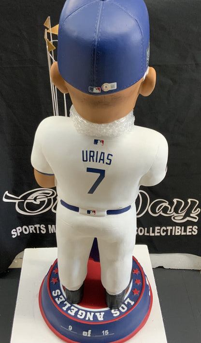 9/15 JULIO URIAS SIGNED DODGERS 2020 WS 3FT BOBBLEHEAD "CHAMPS HECHO MEXICO" BAS