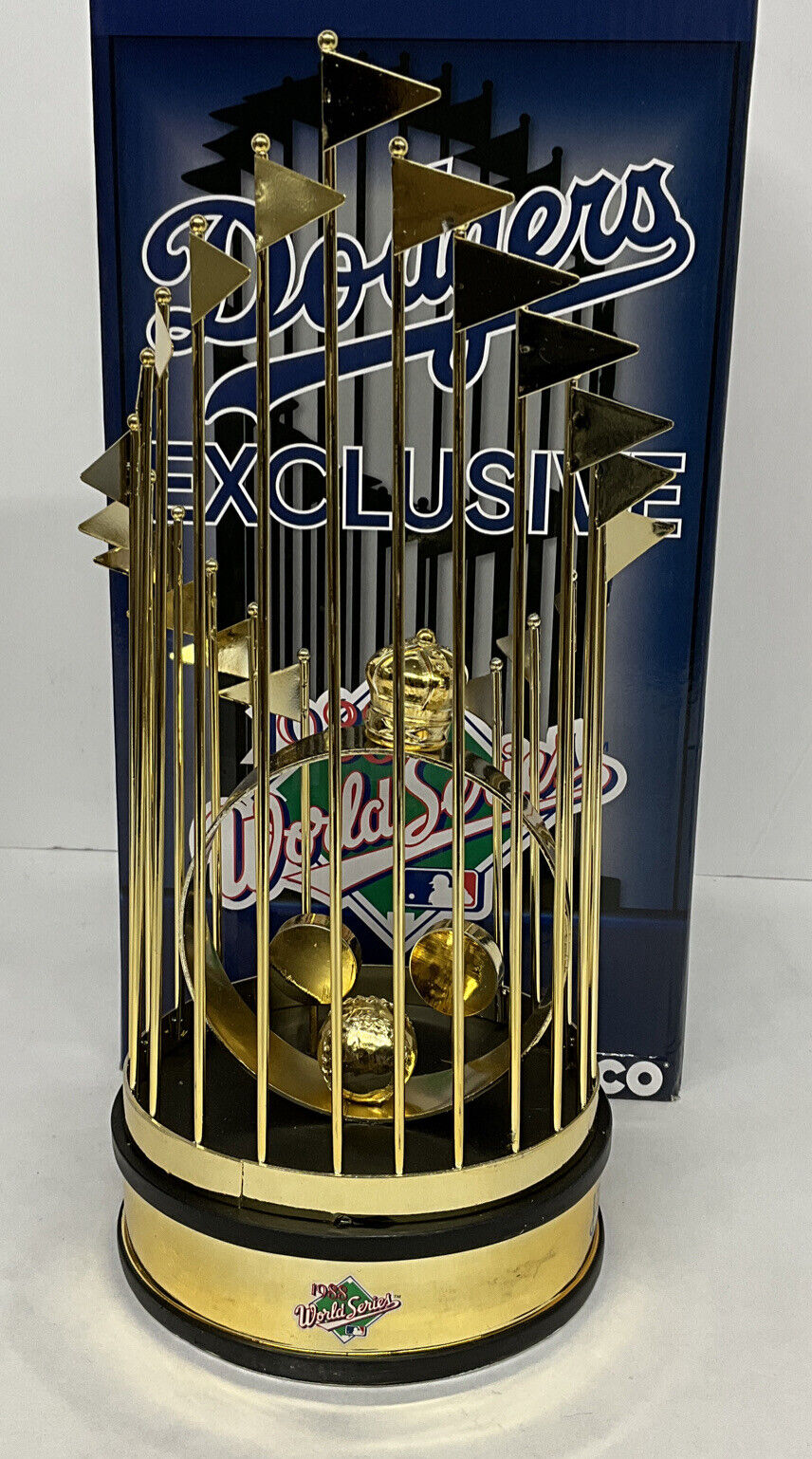 OREL HERSHISER KIRK GIBSON SIGNED DODGERS 12" 88 WORLD SERIES TROPHY PSA 9A20782