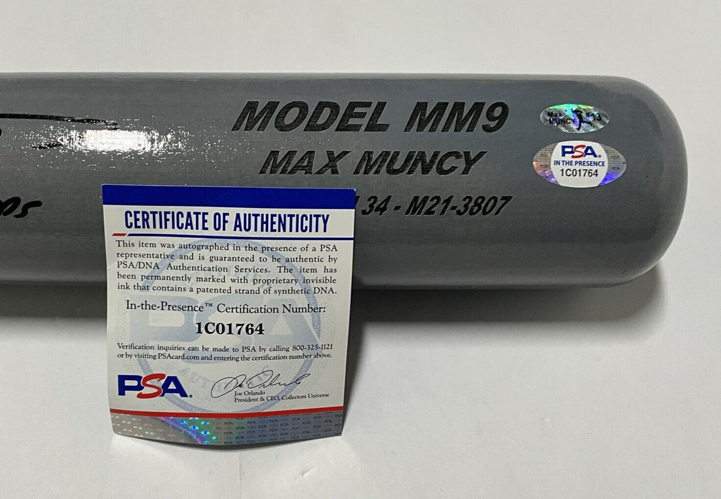 MAX MUNCY DODGERS SIGNED MAXBAT GAME MODEL BAT "2020 WS CHAMPS" INSC PSA 1C01764